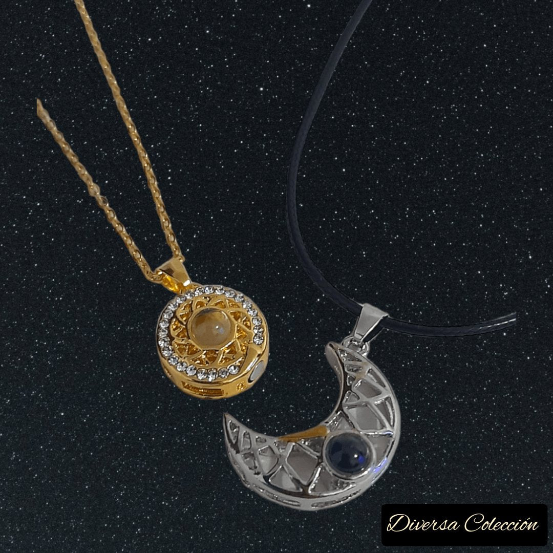 Collar Sol y Luna Proyección 100 Idiomas Plated & Gold - Diversa Colección
