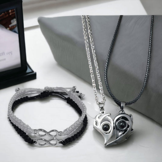 Collares Corazón Proyección + Manillas Infinito - Diversa Colección