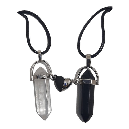 Collares Cuarzo Corazón Magnético Crystal & Obsidiana - Diversa Colección
