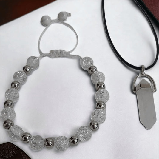 Pulsera + Collar Cuarzo Cristal - Diversa Colección