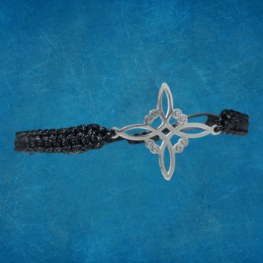 Pulsera Tejida Nudo De Bruja Plateado