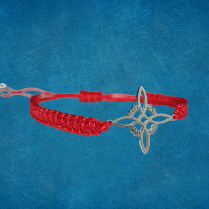 Pulsera Tejida Nudo De Bruja Plateado