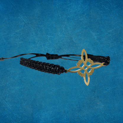 Pulsera Tejida Nudo De Bruja Dorado