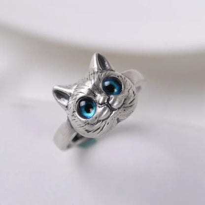 Anillo Gato Ojos Azules - Diversa Colección
