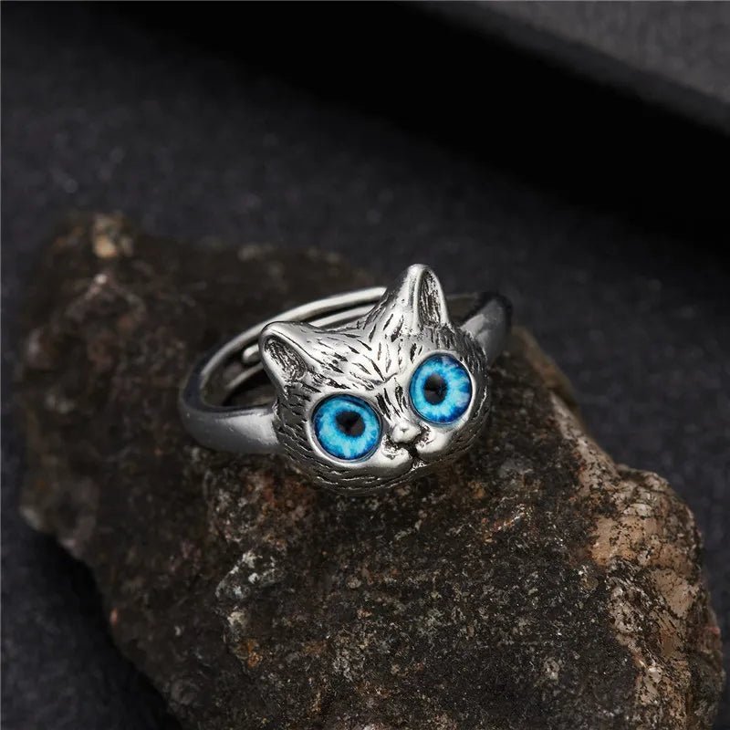 Anillo Gato Ojos Azules - Diversa Colección