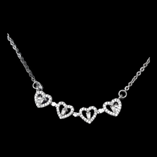Collar Trébol & Corazón Plateado - Diversa Colección
