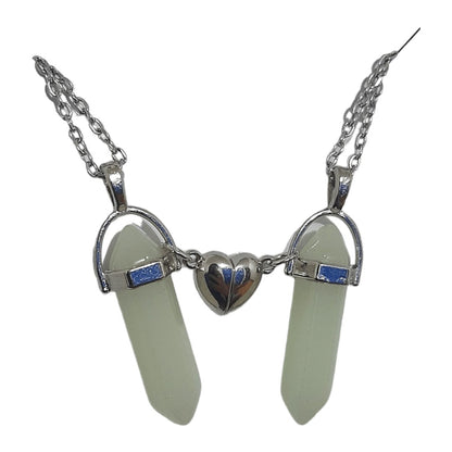 Collares Cuarzo Corazón Magnético Luminosos Azul Verdoso - Diversa Colección