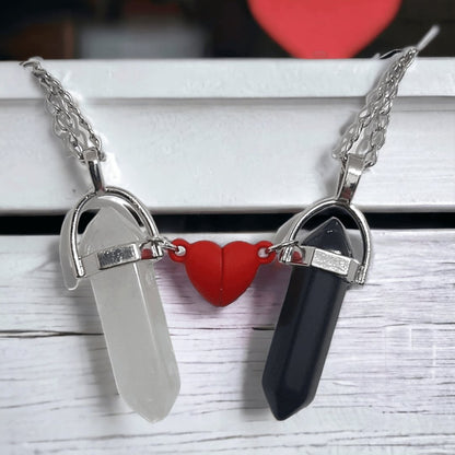 Collares Cuarzo Corazón Magnético Obsidiana & Crystal - Diversa Colección