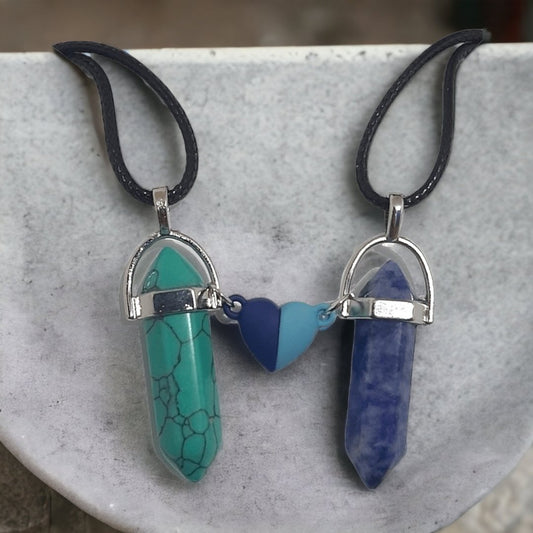 Collares Cuarzo Corazón Magnético Turquesa & Sodalita - Diversa Colección