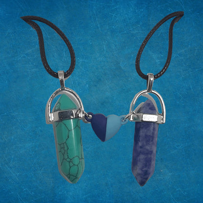 Collares Cuarzo Corazón Magnético Turquesa & Sodalita - Diversa Colección