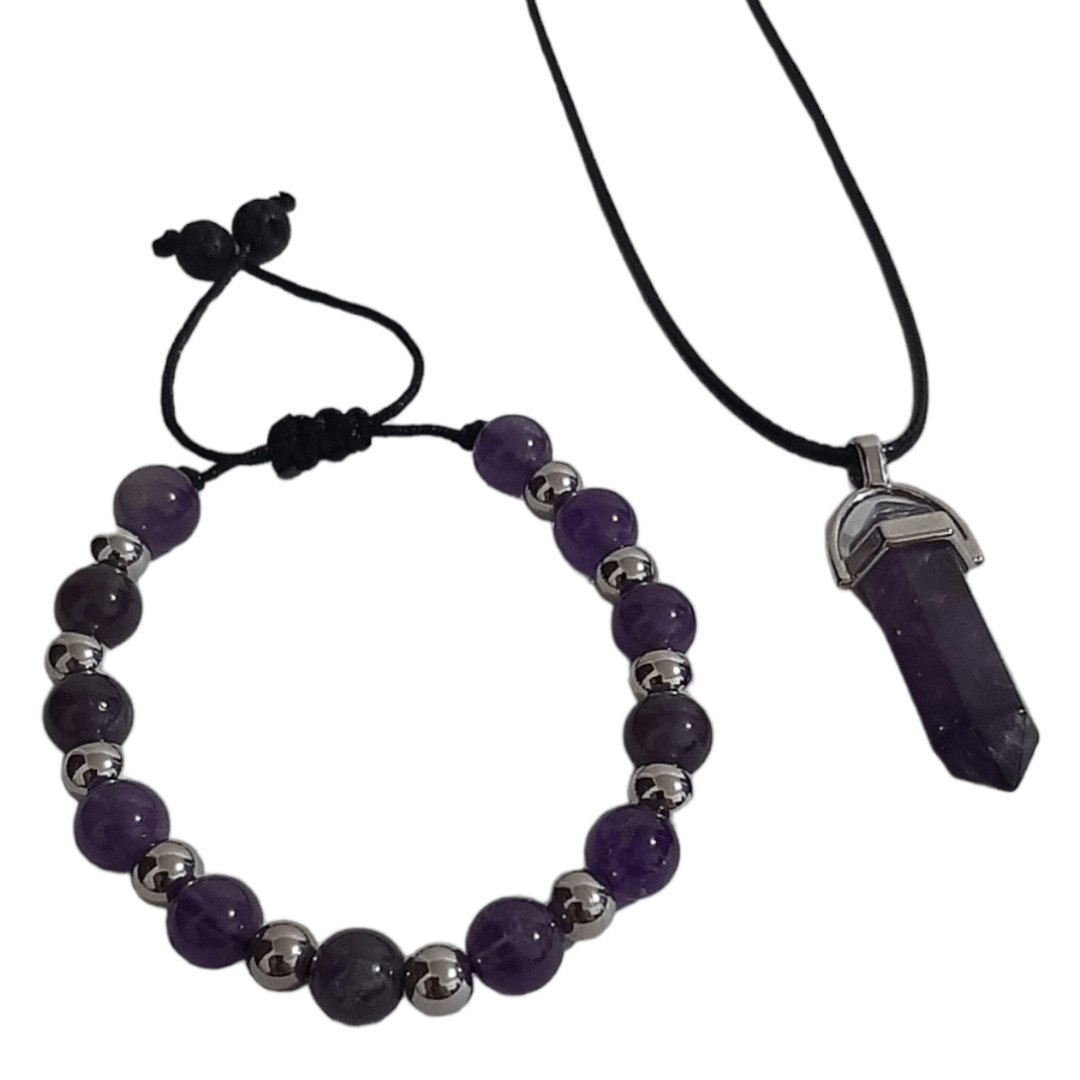Pulsera + Collar Cuarzo Amatista - Diversa Colección
