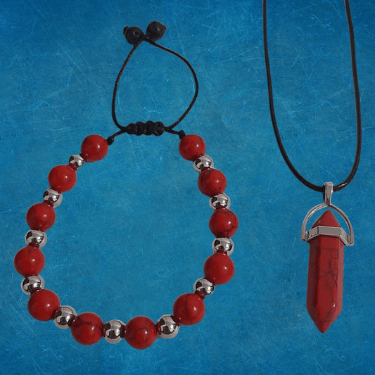 Pulsera + Collar Cuarzo Rojo - Diversa Colección