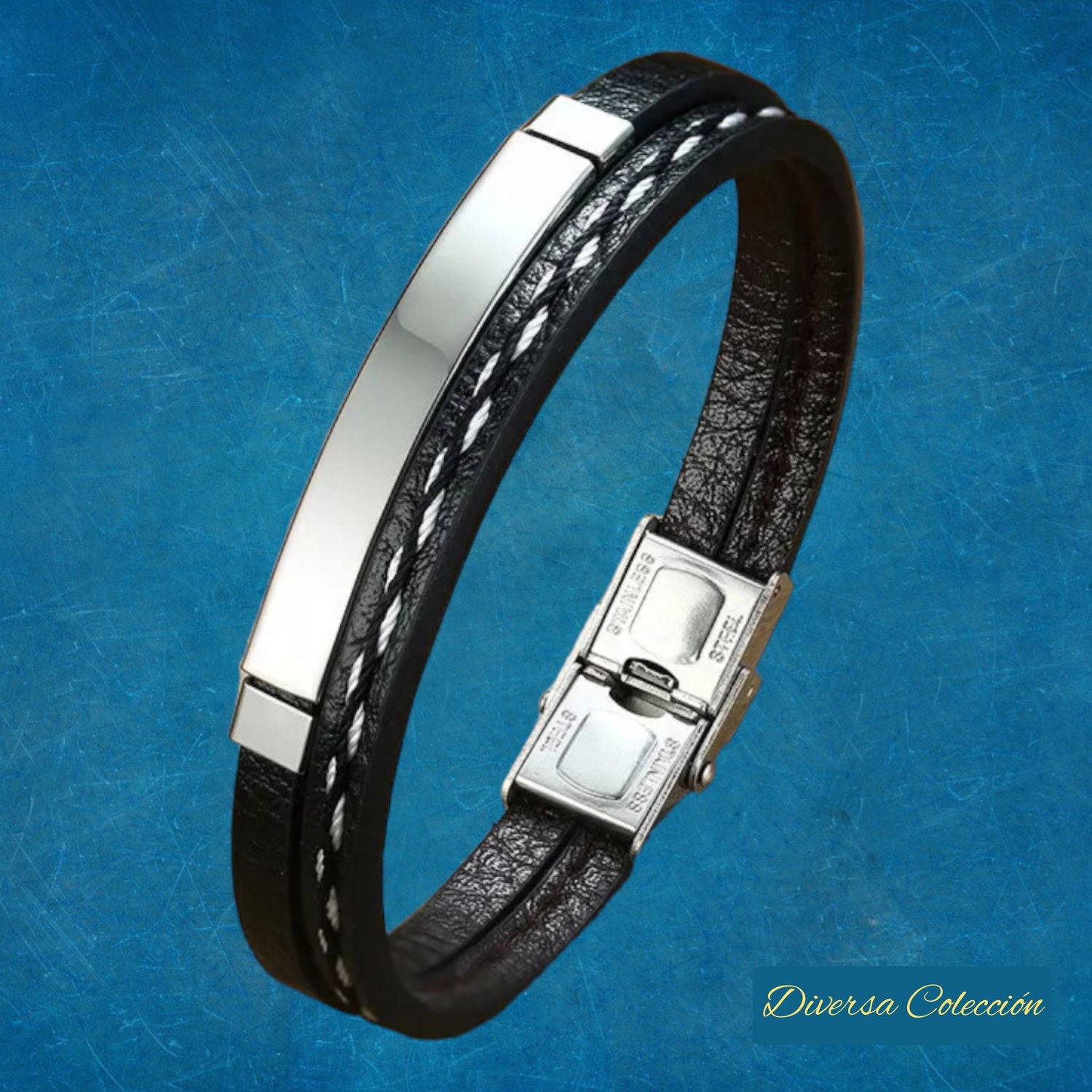 Pulsera Cuero & Placa - Diversa Colección